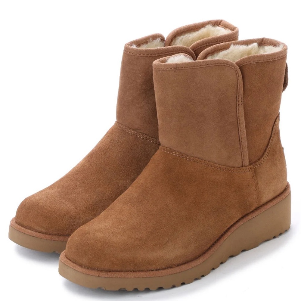 UGG KRISTIN CHESTNUT‎ SHEARLING SUEDE WEDGE BOOT US 9